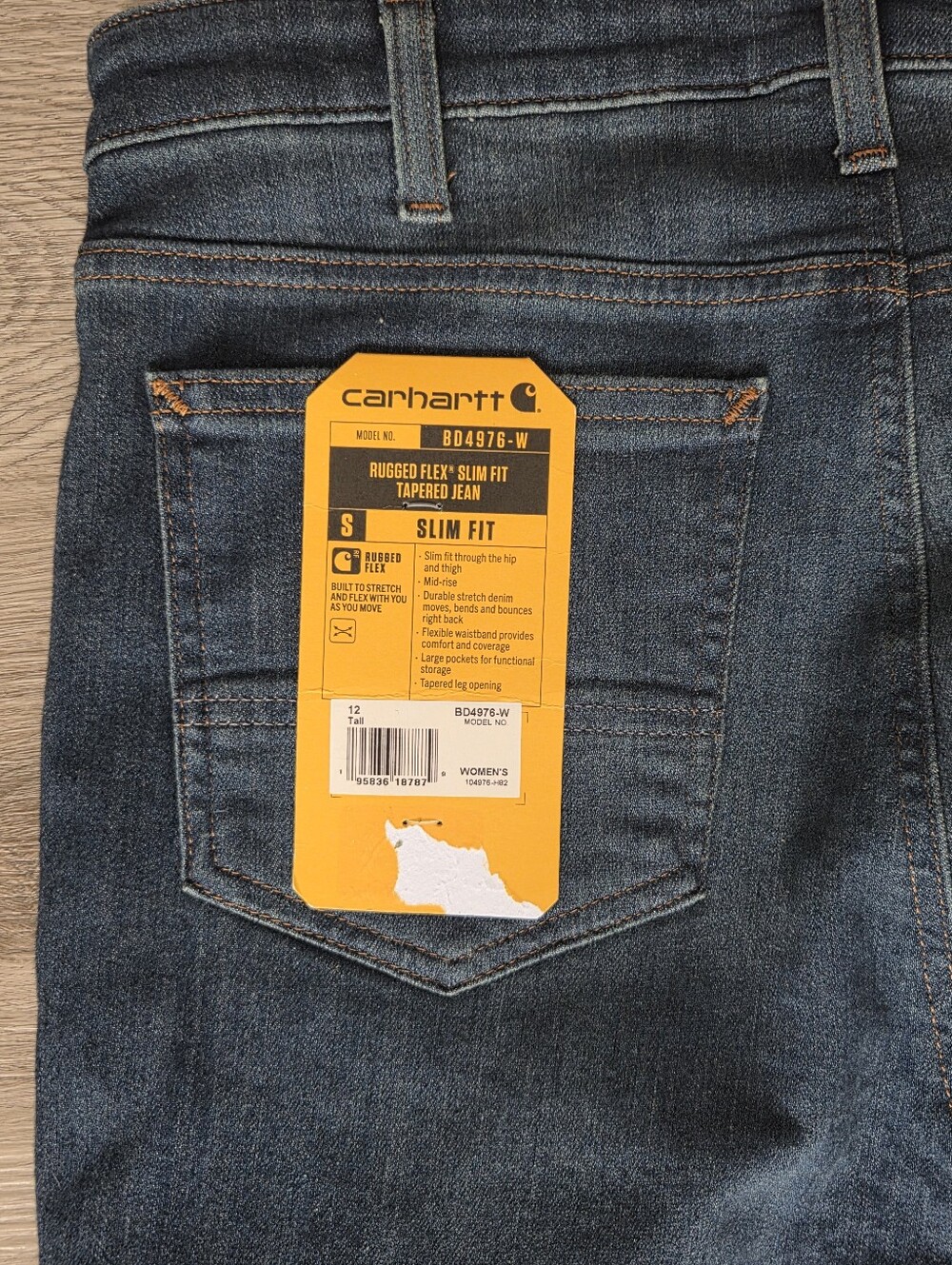 Carhartt Jeans Womens Rugged Flex Slim Fit Denim BD4976-W Size 12 Tall NEW NWT - Picture 3 of 9